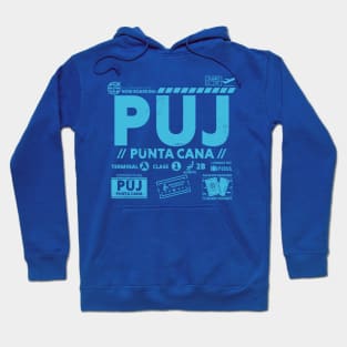 Vintage Punta Cana PUJ Airport Code Travel Day Retro Travel Tag Dominican Republic Hoodie